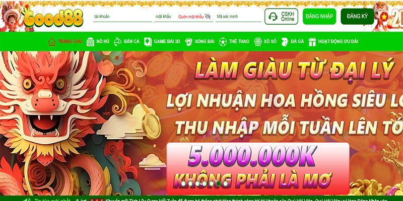 Các trò chơi hấp dẫn trên trang chủ good88